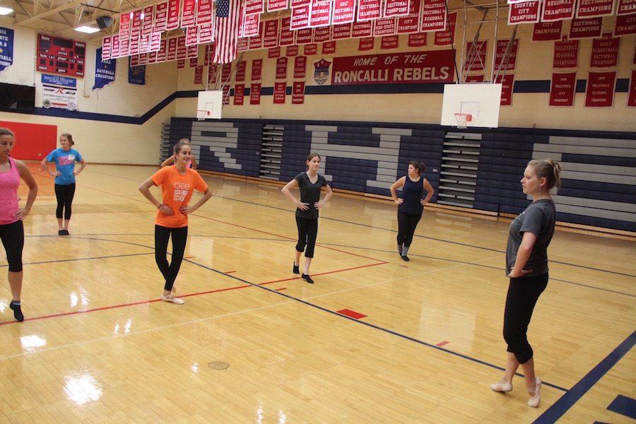 IN STEP: New teacher Ms. Melanie Eakman instructs her Dance Performance class. Eakman also choreographs the musical and show choir routines.
