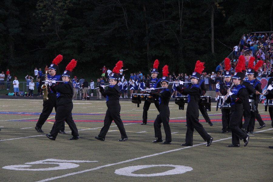 MARCH+TO+THE+BEAT%3A+The+Rebel+Marching+Band+performing+at+the+Roncalli+v.s.+Bishop+Chatard+game.+The+band+performs+weekly+at+halftimes+of+football+games.