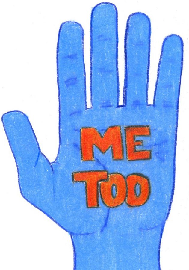 ME TOO: Pictured above is a hand raised in support of the Me Too movement. This movement was started over 10 years ago by activist Tarana Burke and gained popularity last year when actress Alyssa Milano called for victims to respond to her tweet with #MeToo.