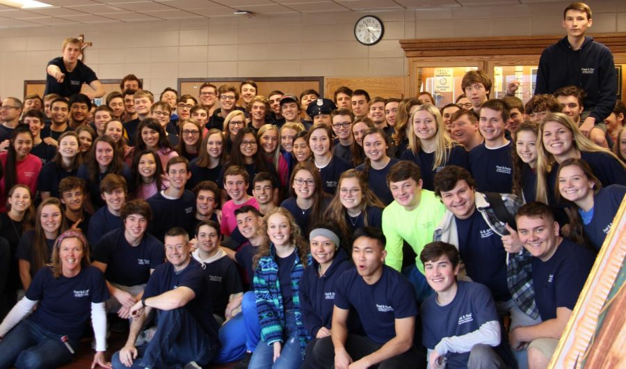 CAREER+DAY%3A+Roncalli+Rebels+wear+their+Fred+and+Sons+shirts+on+career+day.+Career+day+sparked+the+start+of+the+winter+spirit+week+of+2019.+