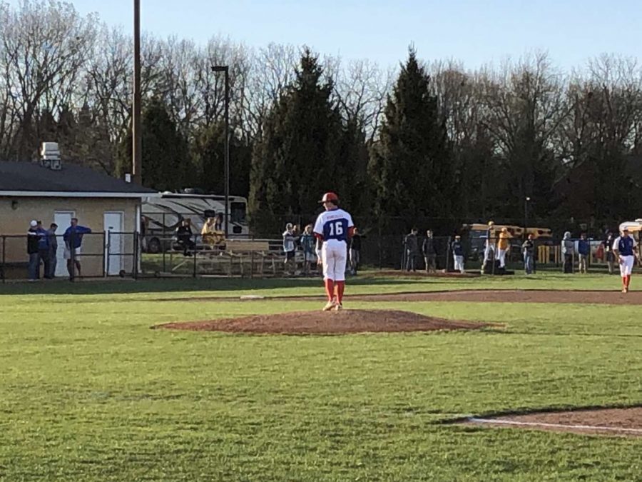 WINDUP: Senior Sammy Baugh stands at the mound, preparing to go head-to-head against the opposing batter. Baugh would have broken the dreams of many batters if he had had his senior season. 
