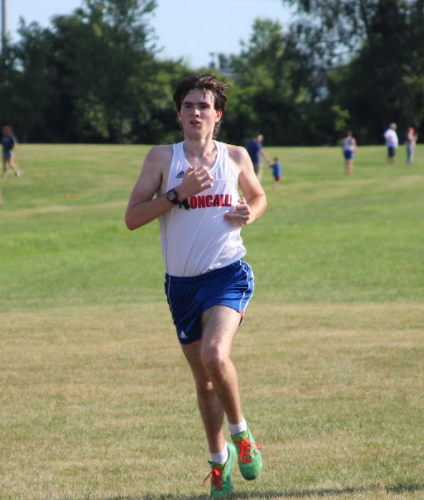 BACK ON THE COURSE: Junior Oliver Johnson competes in his first race of the season at Ben Davis. Bringing home the win, Johnson, along with his teammates return with a victory and a new course record.