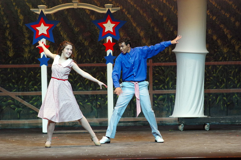 DANCING THE NIGHT AWAY: Amelia Warner and Fletcher Hooten dance together as Linda Mason and Ted Hanover. Warner said in an interview that the firecracker dance  was her favorite part of the musical, due to how much fun her and Hooten had together.
